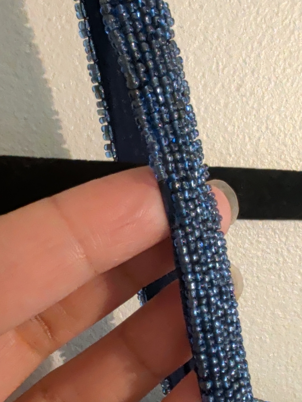 VINTAGE silk beaded navy cocktail dress - size 8 - Picture 14 of 16